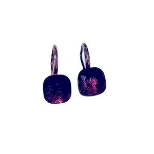 Pretty square cut smoky purple stone earrings. Rose gold colored setting. EUC